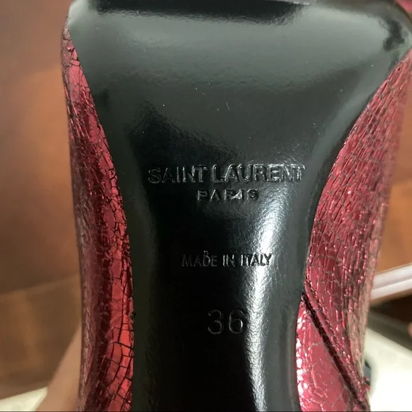 New Saint Laurent Lou 95 Zip Bootie Red Cracked Leather Size 36EU/6US - Picture 9 of 11